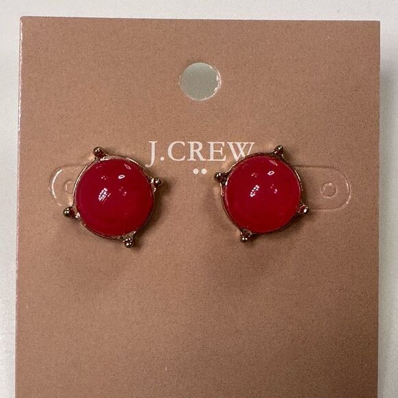 J. Crew Translucent Hot Pink Bubble Stud Earrings - Picture 1 of 3